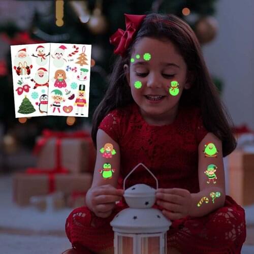 Luminous Tattoo Stickers Cartoons Halloween Tatoo Waterproof for Kids Temporary Tattoos Happy Halloween Glowing In Dark Tattoo