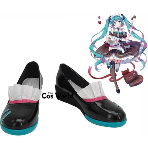 Vocaloid Miku Chocolate Maid Anime Customize Cosplay Low Heel Shoes