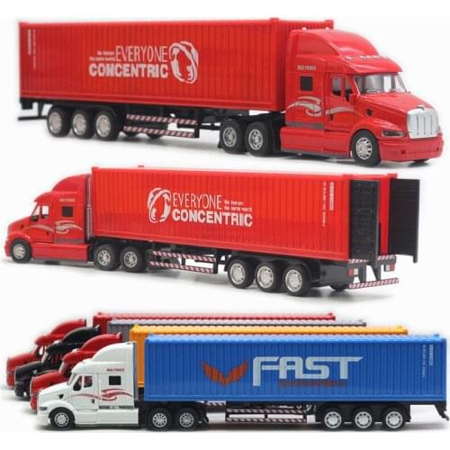 American alloy trailer head heavy container Truck with sound and light model toy
