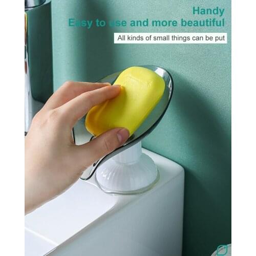 Rotating Sucker Soap Box For Toilet Traceless Plastic Leaf Shape Drain Soap Holder Dish Storage Tray Bathroom Organizer Supplies