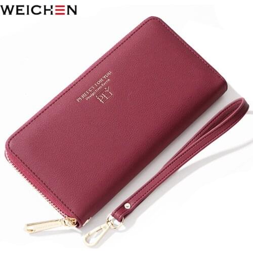 WEICHEN Large Capacity Long Clutch Women Wallets Cell Phone Pocket Card Holder Wristlet Purse Female Wallet Zipper Carteras NEW