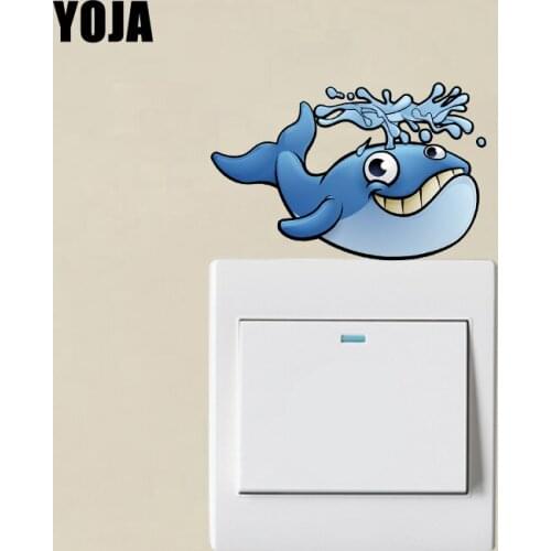 YOJA Cartoon Marine Animal Whale PVC Wall Sticker Switch Decal Living Room Bedroom 11SS0341