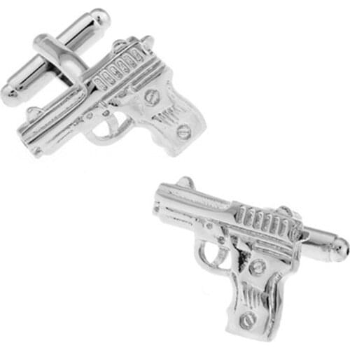 Luxury Men silvery Pistol Cufflinks High Quality Lawyer Groom Wedding Cufflinks For Mens Shirt Cuff Links Gemelos Para Camisa
