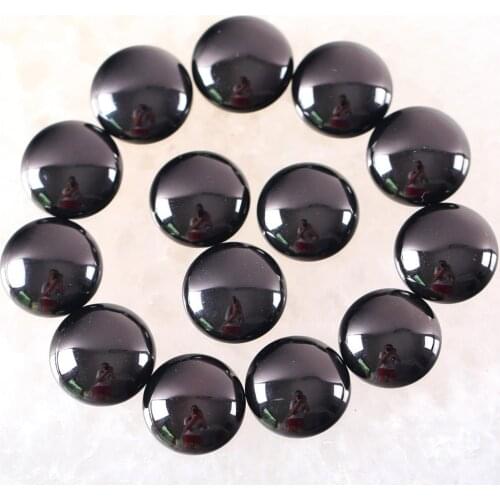 10Pcs 12MM 16MM Round Cabochon CAB Bead Natural Stone Black Onyx No Drilled Hole Bead For DIY Jewelry Gift for Men Women