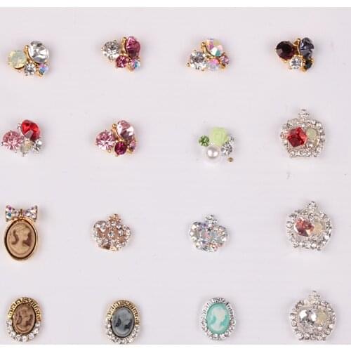 10pcs/lot Metal Nail Decoration 2018 Flower Crown Beauty Girl Alloy 3d Nail Art Designs Fashion Alloy Nail Charms ER015