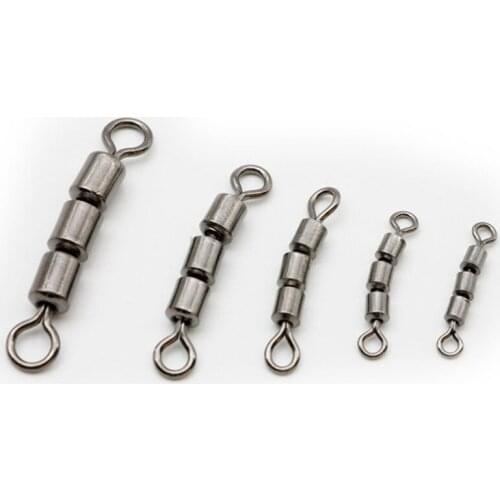 10pcs Bearing Safe Fishing Swivels Stainless Steel Rolling Triple Portable Corrosion Resistant Lightweight Quick Connect