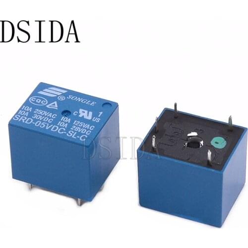 10PCS High Quality 5V DC Power Relay SRD-05VDC-SL-C T73-5V SRD-5VDC-SL-C 5Pin PCB Type In stock