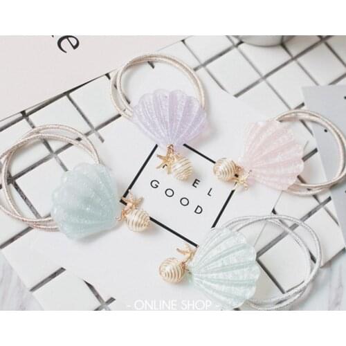 120pcs/lot cute glitter starfish and seashells elastic hair bands/hairband