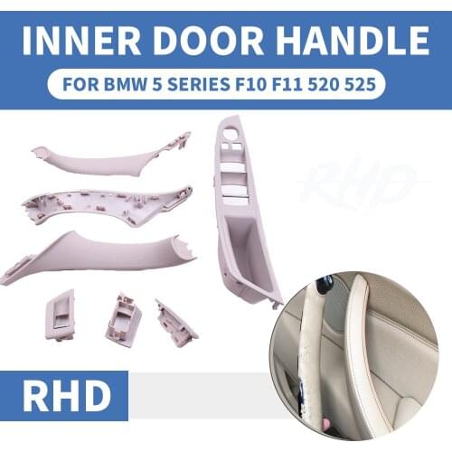 4/7PCS Set Right Hand Drive RHD For BMW 5 series F10 F11 520 525 Black Wine Car Interior Door Handle Inner Panel Pull Trim Cover