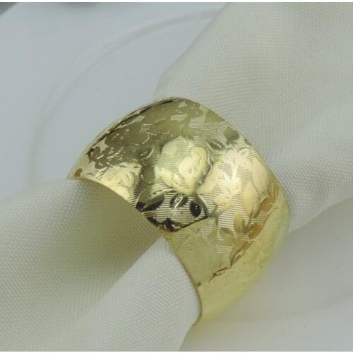 6pcs/lot SHSEJA New restaurant napkin ring Christmas wedding napkin buckle round pattern napkin rack desktop jewelry