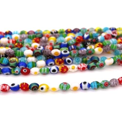 6x8mm Random Mixed Color Lampwork Bead For Girls Jewelry Earring Necklace Making Accessories 5 Stands (about 250pcs) Glass Bead