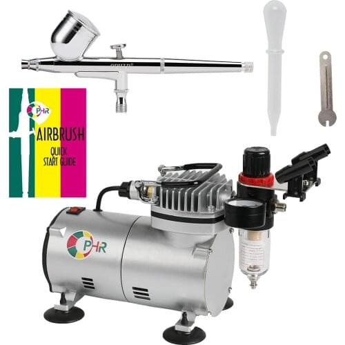 OPHIR 110V,220V Airbrush & Air Compressor Kit 0.3 mm Dual-Action for Body Paint Tattoo Nail Art _AC089+AC004A