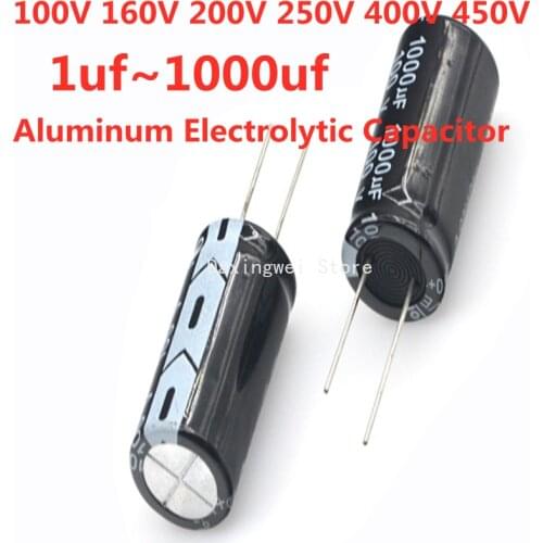 100V 160V 200V 250V 400V 450V Aluminum Electrolytic Capacitor 4.7uf 10uf 22uf 33uf 47uf 100uf 220uf 330uf 470uf 680uf 1000uf