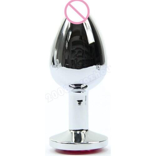 Anal Insert Stainless Steel Metal Plated Jeweled Sexy Stopper Butt Anal plug Sex Toy