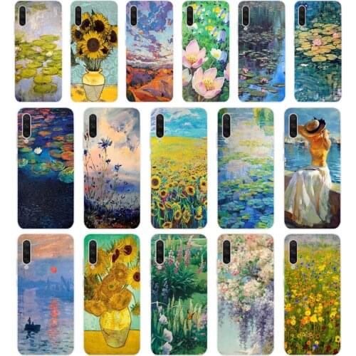 361FG Claude Monet Oil Painting Sunflower Soft Silicone Tpu Cover phone Case for xiaomi redmi 9 9A Note 9 9s Pro MI 9 9T SE Lite