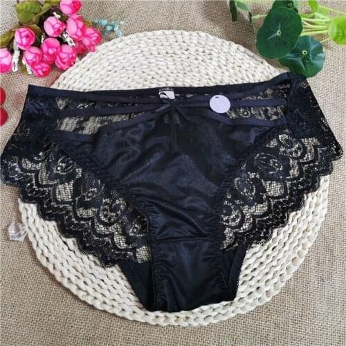 Black European and American style lace girls panties hot thin sexy gauze hollowed-out hot triangle cotton crotch womens pantie