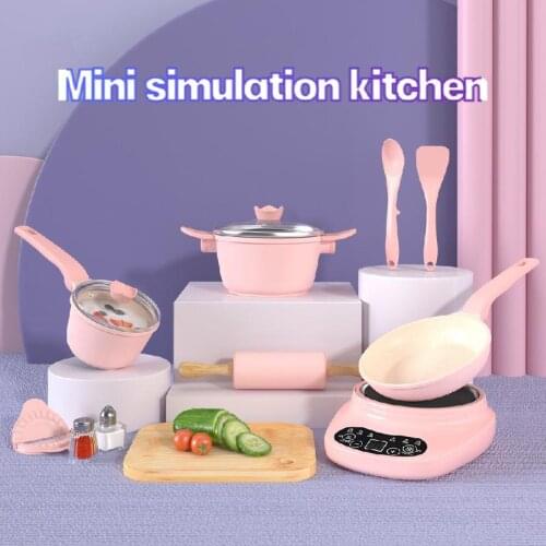 Childrens mini kitchen Play house toys Early education Parent-child interaction Girl birthday gifts simulation Real cooking set