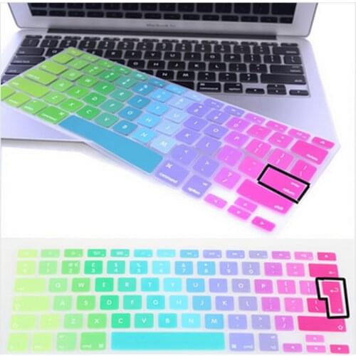 Gradient color rainbow Silicone UK/EU/US layout Keyboard Protector Cover Stickers Film For Macbook Air 13 Pro retina 13 15 17