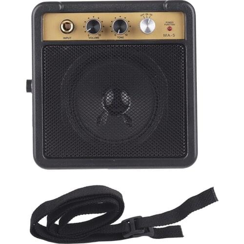 Mini Guitar Amplifier Amp Speaker 5W with 6.35mm Input 1/4 Inch Headphone Output Supports Volume Tone Adjustment Overdrive