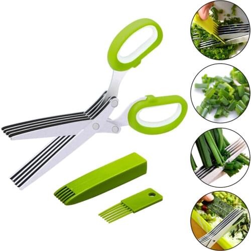 Multi-layer Green Onion Vegetable Scissors Five-layer Office Paper Shredding Scissors Kitchen Vegetable Scissors