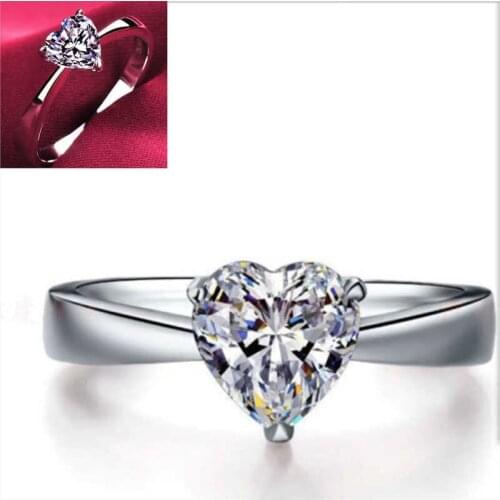 Fashion heart-shaped white ring with cutting WEDDING Promise engagement women jewelry gifts