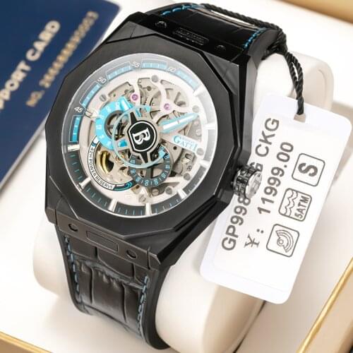 GATTI Mechanical Watch Men Top Brand Luxury High Quality Sports Automatic Mens Watches Leather Wristwatches часы мужские наруч