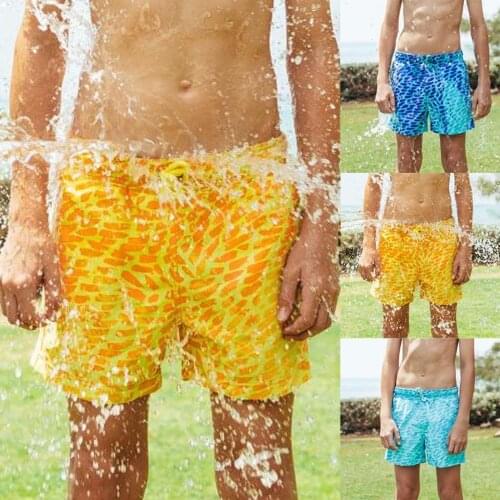 Color-changing Beach Swim Shorts Men Board Shorts Summer Swimwear Quick Dry Discoloration Surf Short Pants Mens Swimming Trunks