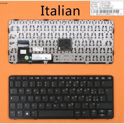 IT Italian New Keyboard for HP Elitebook 820 G1 820 G2 720 G1 720 G2 725 G2 / Black Frame with Pointer NO Backlit