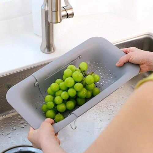 New Colander Dish Drainer Foldable Strainer Fruit Vegetable Washing Basket Silicone Colander Collapsible Drainer Kitchen Tools