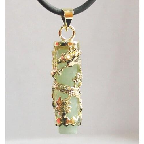 Wholesale/retail special Chinese style natural stone 18KGP Dragon Pendants Necklace