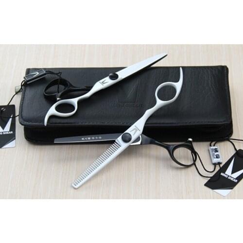 6" OR 5.5 " MING SHEAR Professional Barber Hair Cutting scissors For Salon 440C Black White Porcelain craft Shears