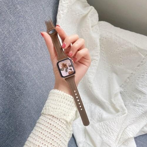 Genuine leather loop for Apple watch band 38mm 40mm 44mm 40mm strap for iwatch 6 se/5/4/3/2/1 wrist band