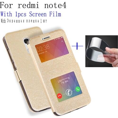 Luxury Phone Case For xiaomi redmi note4 case shell cover open window leather case For xiaomi redmi note 4 flip case back cover