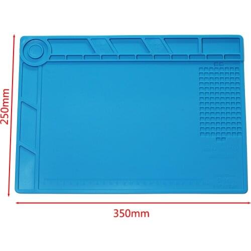 S-140 Heat Insulation Silicone Pad Desk Mat Soldering Repair Station with Screw Location and Magnetic Area 35x25cm