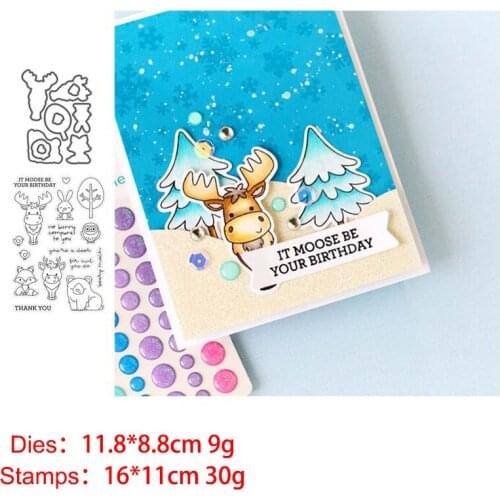 Christmas Elk Fox Bear Metal Cutting Dies and Stamps Stencil for DIY Scrapbooking Photo Album Embossing Decorative Craft Die