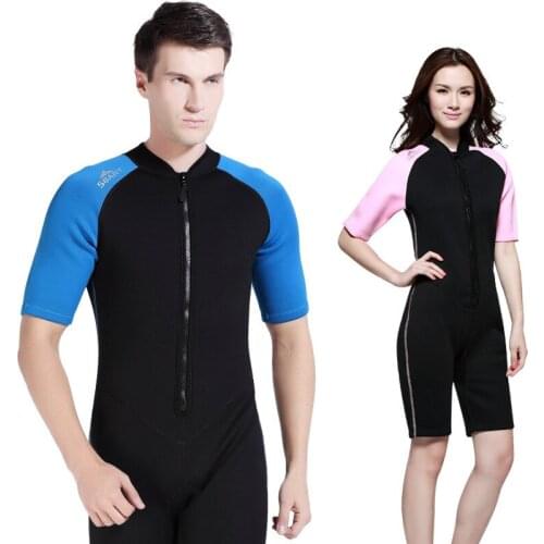 SBART 2mm Neoprene Wetsuit Swimwear Women Men One Piece Scuba Diving Suits Short Sleeve Swimsuit Surfing Sailing Clothes CO
