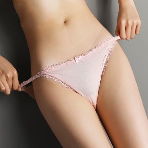 Sexy Womens Cotton G-String Thong Breathable Cotton Panties String Underwear Girls Briefs Sexy Lace Lingerie Pants Intimate