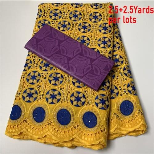 Swiss Lace Fabric African Bazin Fabric 2.5+2.5yards 100% Cotton Fabric African Lace Fabric for Dress HZ1090