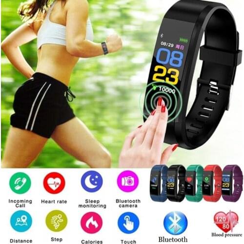 115Plus Sports Bracelet Heart Rate Blood Pressure Smartband Fitness Tracker Waterproof IP68 B05 Screen Bluetooth Wristband