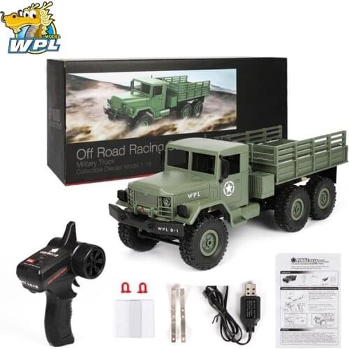 WPL B-16 6WD Remote Control Off-road Military Truck 4 Wheel Drive Drift Children DIY Truck Model Remote Control Climbing Car