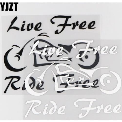 YJZT 16.4×13.5CM Live Free Ride Free Vinyl Car Sticker Motorcycle Decal Modern Cartoon Black/Silver 4C-0205