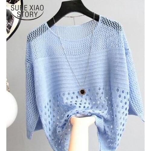 2021 Silk Knitted Women Shirts Spring Summer White Hollow Out Thin Bottoming Sling Blouse O Neck Streetwear Women Clothing 13686