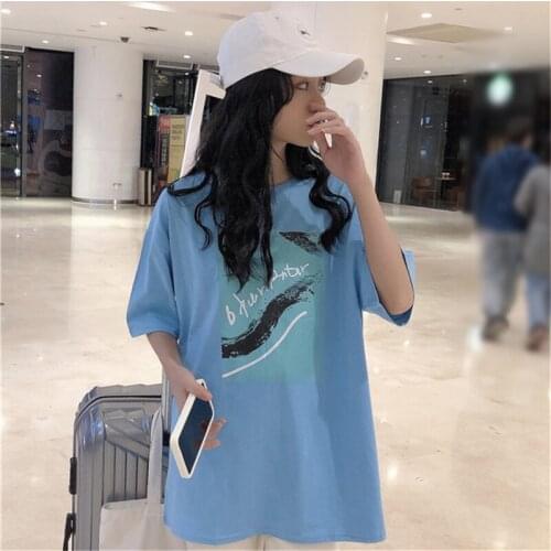 Retro Casual Ins Loose Tshirt Womens T-shirts Tops Japanese Kawaii Ladies Ulzzang Female Korean Harajuku Clothes For Women