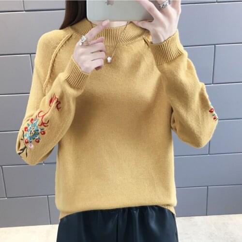 Womens Sweaters 2020 Autumn Winter New Fashion Loose Embroidery Cat Brand Sweater Pullovers Warm Knitted Clothes Pullover Female