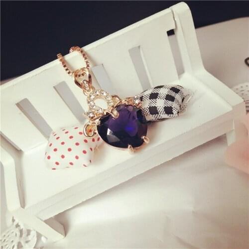 808 STORE Fashion Necklaces Pendants Heart Shape Amethyst Rose Gold Necklace for Women Charm Wedding Party Fine Jewelry