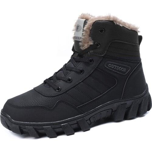 Winter Warm Men Hiking Shoes Waterproof Sneakers Outdoor Trekking Snow Boots Thick Plush Lining&Insole Thermal Climbing Footwear