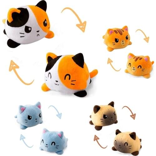 1PC Cute Cat Plush Doll pulpo reversibl Plush Toy Soft Double-sided Flip Cat Doll Children Girls Doll Home Decoration