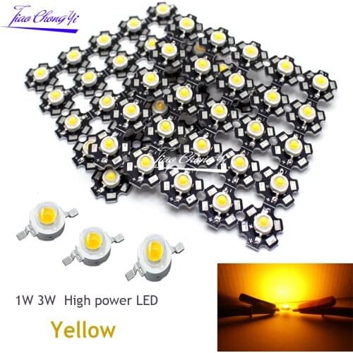 10-1000PCS 1W 3W High Power LED 590nm Yellow 2-2.2V Led Emitter or 20mm Star PCB