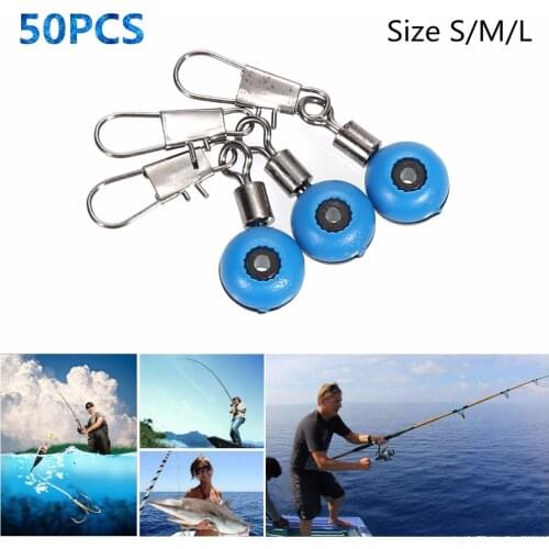 50pcs/pack Multi-size Fishing Line Winder To Hook Swivels Shank Clip Connector Interlock Snap Sea Space Bean Lure Fishing Tool