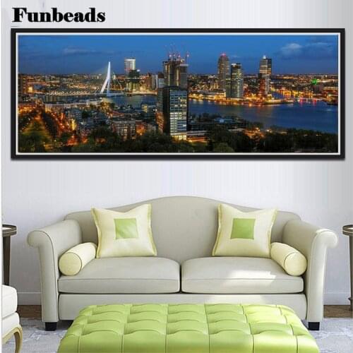 5d diy Diamond painting Rotterdam night city landscape Diamond embroidery Cross stitch resin drill Euromast large decor FF4259